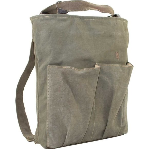 Vintage Addiction Handbags - VINTAGE ADDICTION Large Recycled Military Tent Canvas Crossbody Backpack Bag NWT
